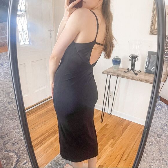 Alice + Olivia Slip Dress Midi Black 6 - Picture 2 of 9